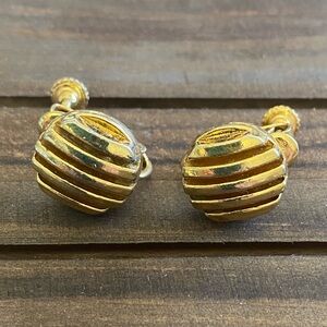 Vintage Roget Gold Tone Stud Clip Back Earrings